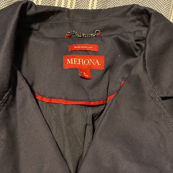 Merona Belted Trench Coat. Size L. Navy blue! - Picture 3 of 4